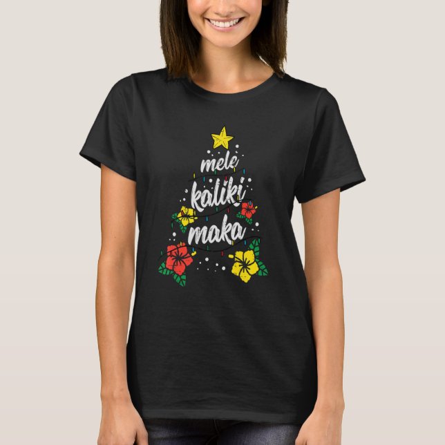 Mele Kalikimaka God jul Hawaii Summer Julafton T Shirt (Framsida)