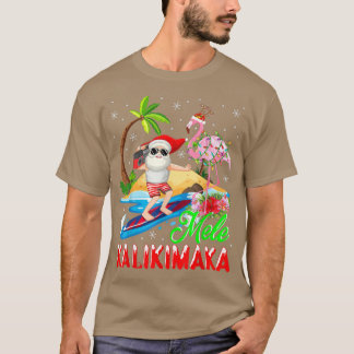 Mele Kalikimaka God jul Hawaiian Flamingo Santa T Shirt