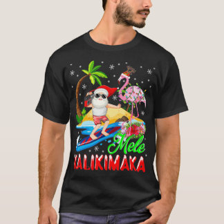 Mele Kalikimaka God jul Hawaiian Flamingo Santa T Shirt