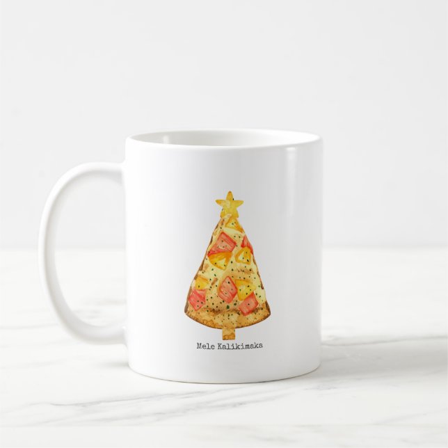 Mele Kalikimaka God jul Hawaiian Pizza Kaffemugg (Vänster)