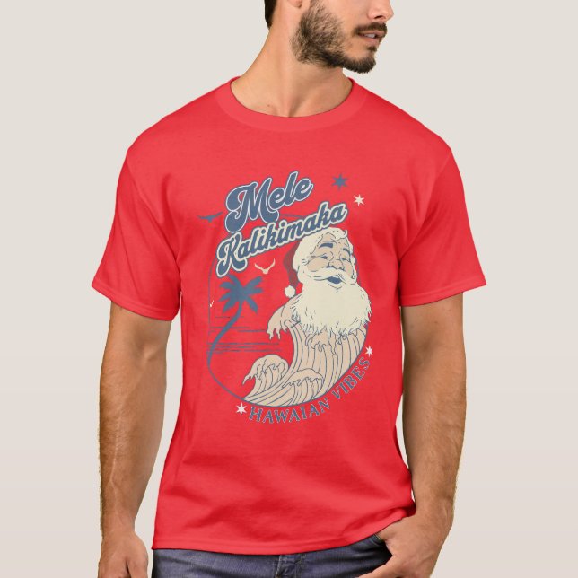 Mele Kalikimaka God jul Hawaiian Stil T Shirt (Framsida)