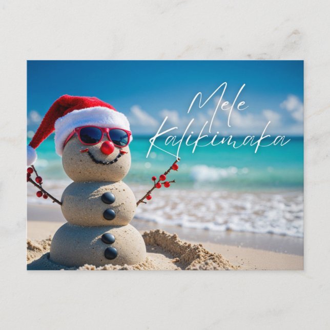 Mele Kalikimaka God jul Island Beach Stil Vykort (Framsida)