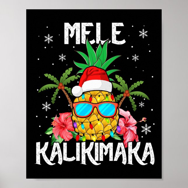 Mele Kalikimaka God jul Light Santa Hawaiian Pi Poster (Framsidan)