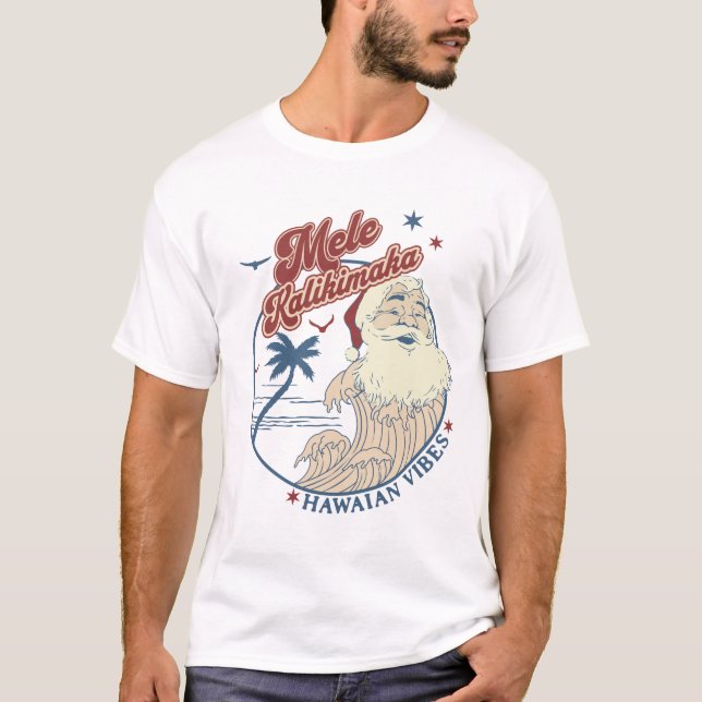 Mele Kalikimaka God Jul på Hawaii-vis  T Shirt (Framsida)