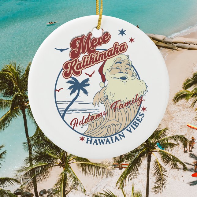 Mele Kalikimaka God jul Santa Hawaiian Julgransprydnad Keramik (Skapare uppladdad)