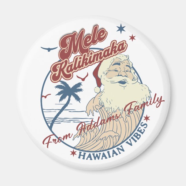 Mele Kalikimaka God jul Santa Hawaiian Magnet (Framsidan)