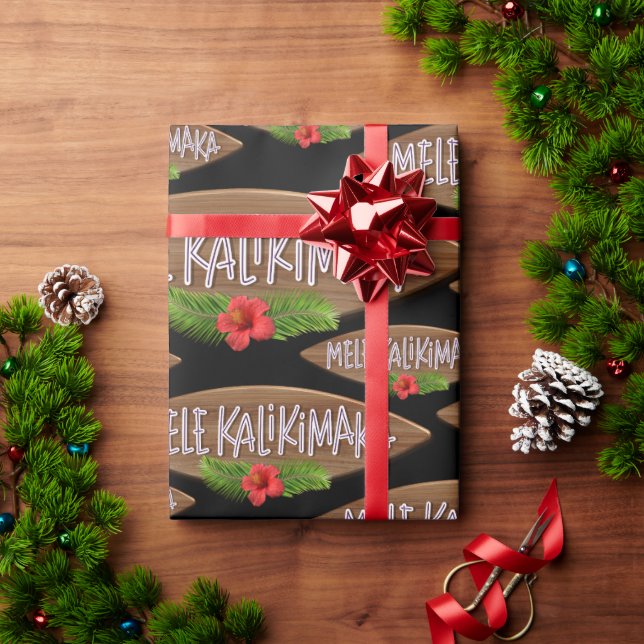 Mele Kalikimaka - God jul Surfboard Hawaii Presentpapper (Julgåva)