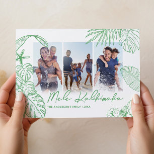 Mele Kalikimaka Grönt 3 Fotojul Julkort