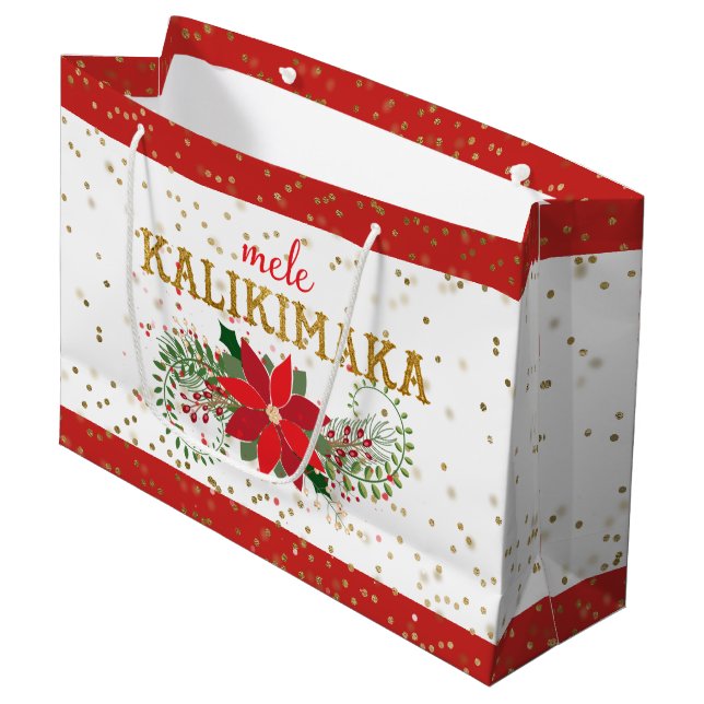 Mele Kalikimaka Guld Glitter Poinsettia (Framsidan Vinklad)