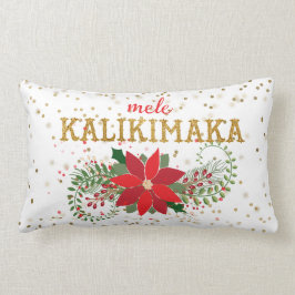 Mele Kalikimaka Guld Glitter Poinsettia Lumbarkudde