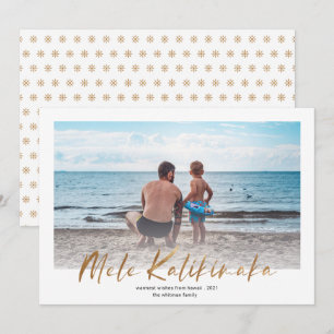 Mele Kalikimaka Guld Minimal Photo jul Julkort