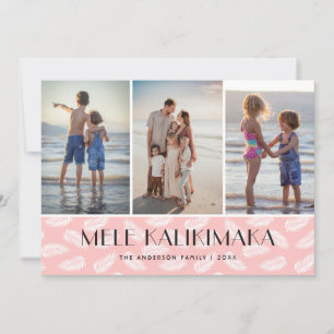 Mele Kalikimaka Handflatan Lämnar Modern Rosa Phot Julkort