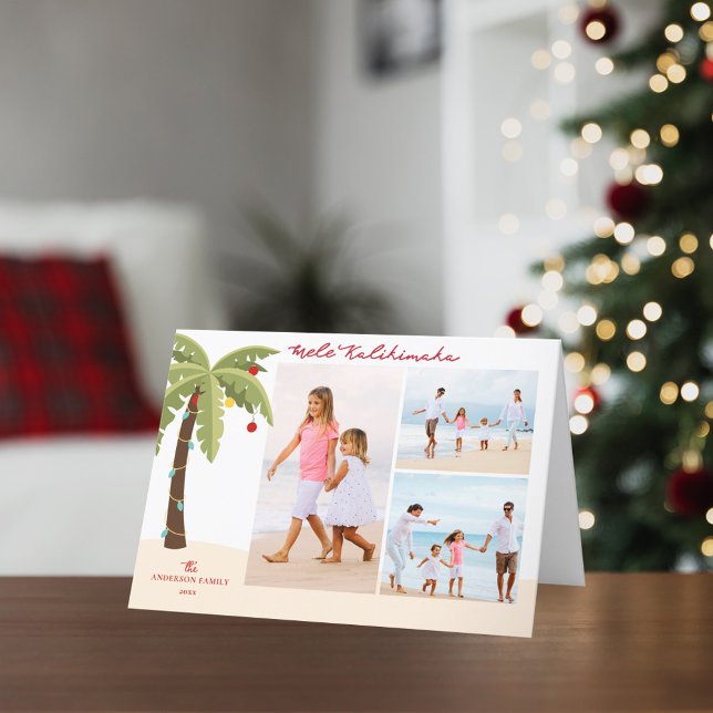 Mele Kalikimaka Handflatan Träd 3 Fotojul Helgkort (Skapare uppladdad)