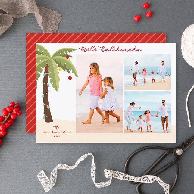 Mele Kalikimaka Handflatan Träd 3 Fotojul Julkort (Skapare uppladdad)