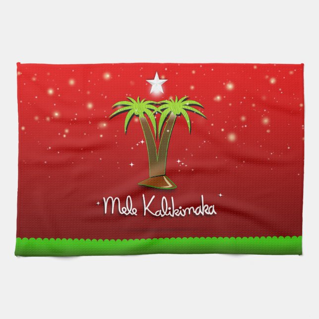 Mele Kalikimaka Handflatan Träd för Julafton Kökshandduk (Horisontell)