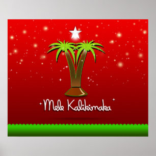 Mele Kalikimaka Handflatan Träd för Julafton Poster