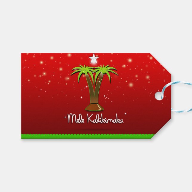 Mele Kalikimaka Handflatan Träd för Julafton Presentetikett (Framsidan (Horisontell))
