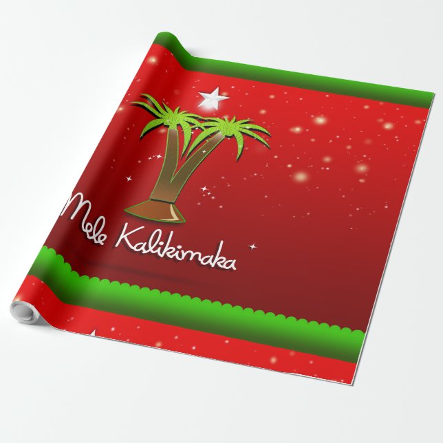 Mele Kalikimaka Handflatan Träd för Julafton Presentpapper (Utrullad)