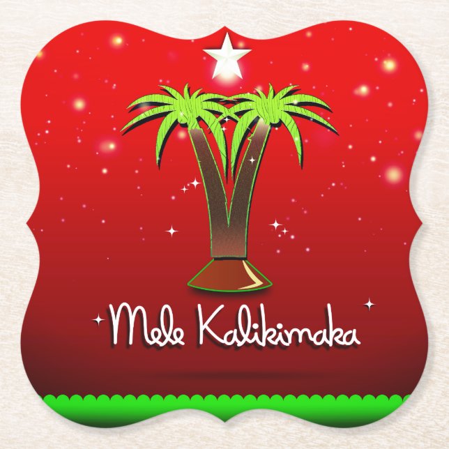 Mele Kalikimaka Handflatan Träd för Julafton Underlägg Papper (Framsida)