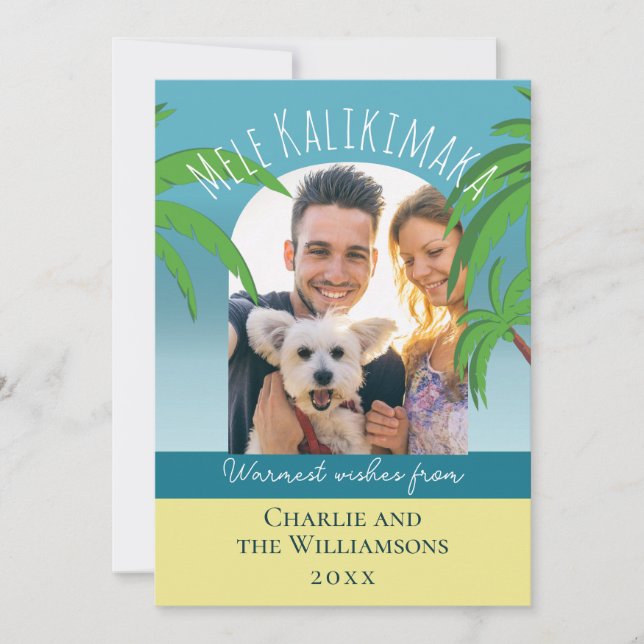 Mele Kalikimaka Handflatan träd Photo Julkort (Framsida)