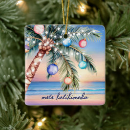 Mele Kalikimaka Handflatan Träd Tropical Jul Julgransprydnad Keramik