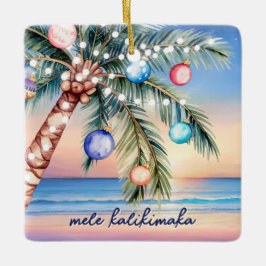 Mele Kalikimaka Handflatan Träd Tropical Jul Julgransprydnad Keramik