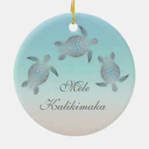 Mele Kalikimaka Havssköldpadda, Hawaii, jul Julgransprydnad Keramik