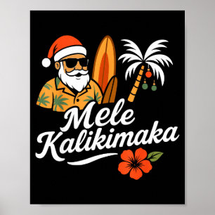 Mele Kalikimaka Hawaian Jul Santa Hatt Hawai Poster