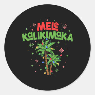 Mele Kalikimaka Hawaianiskt julpalmsljus Runt Klistermärke