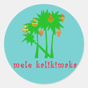 Mele Kalikimaka hawaiansk juldräkt Runt Klistermärke