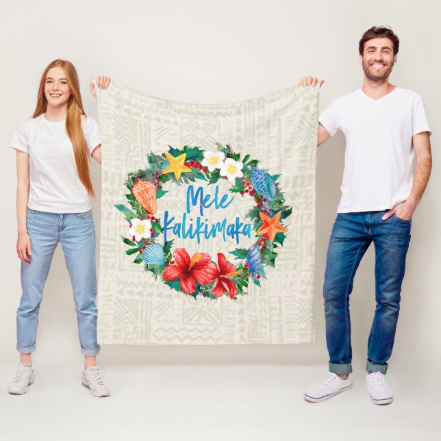 Mele Kalikimaka hawaiansk julkran Fleecefilt (På plats)