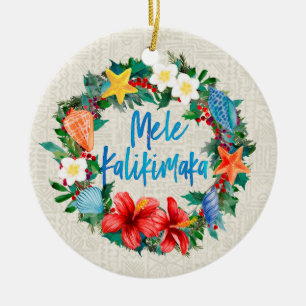 Mele Kalikimaka hawaiansk julkran Julgransprydnad Keramik