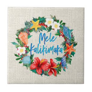 Mele Kalikimaka hawaiansk julkran Kakelplatta