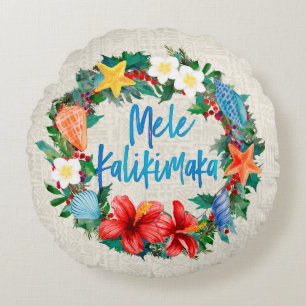 Mele Kalikimaka hawaiansk julkran Rund Kudde