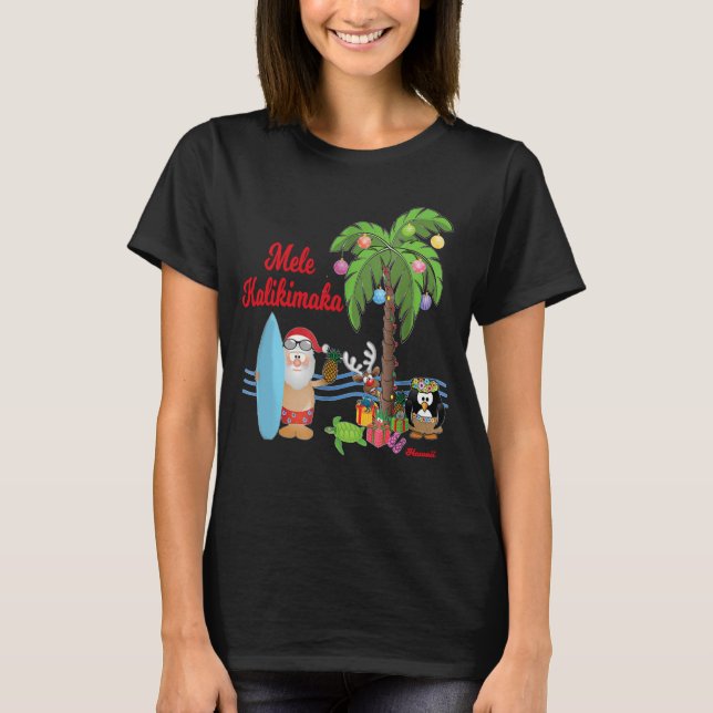 Mele Kalikimaka hawaiansk julminnessak T Shirt (Framsida)