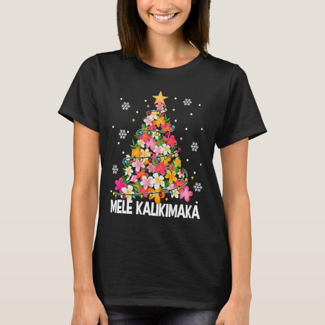 Mele Kalikimaka Hawaii Hawaiian Julafton Gir T Shirt (Framsida)