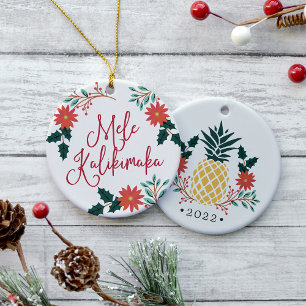 Mele Kalikimaka Hawaii-jul Julgransprydnad Keramik