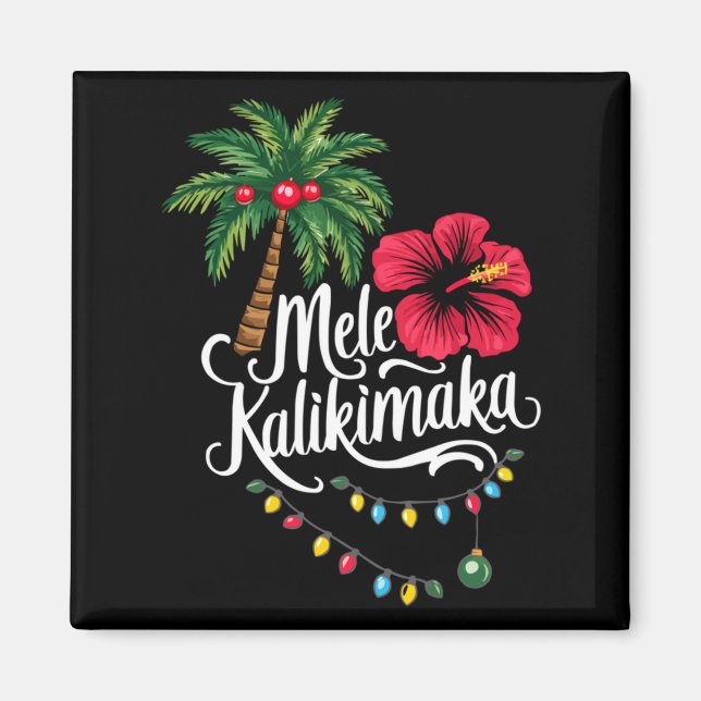 Mele Kalikimaka Hawaii Santa Hawaiian Merry Christ Magnet (Framsidan)