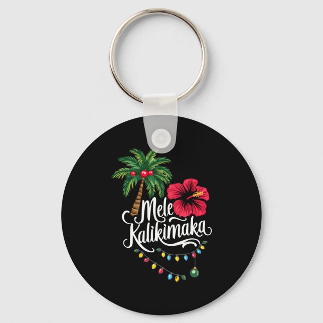 Mele Kalikimaka Hawaii Santa Hawaiian Merry Christ Nyckelring (Framsida)
