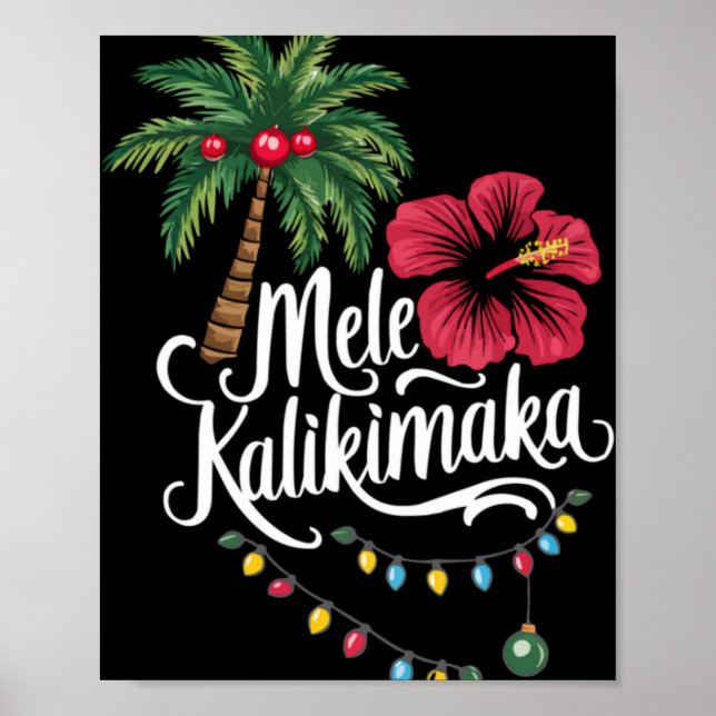 Mele Kalikimaka Hawaii Santa Hawaiian Merry Christ Poster (Framsidan)