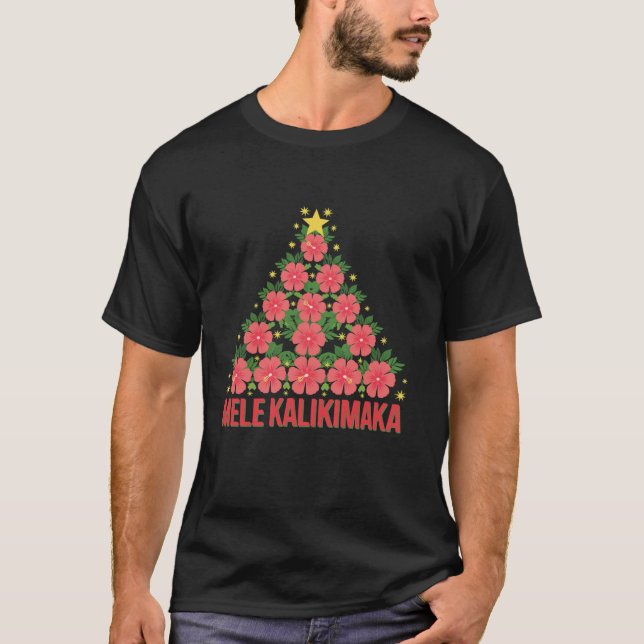 Mele Kalikimaka Hawaii Santa Hawaiian Merry Kristu T Shirt (Framsida)