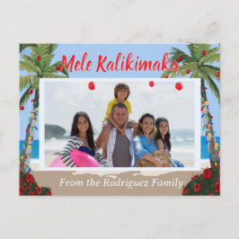 Mele Kalikimaka Hawaiian Beach Personalized Photo  Helg Vykort