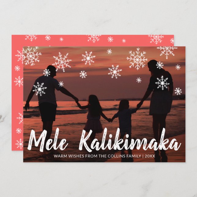 Mele Kalikimaka Hawaiian Beach Photo jul Julkort (Fram/baksida)