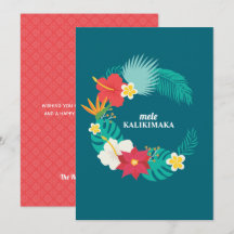 Mele Kalikimaka Hawaiian Blommigt - flätningskort 