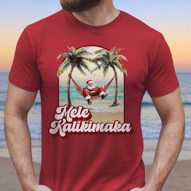 Mele Kalikimaka Hawaiian Christmas Beach T Shirt (Fun Mele Kalikimaka Hawaiian Christmas T-Shirt)