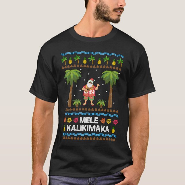 Mele Kalikimaka Hawaiian Christmas Ugly Costume Sa T Shirt (Framsida)