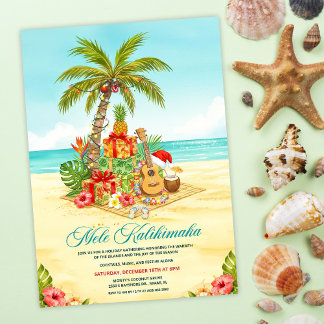 Mele Kalikimaka Hawaiian Christmas Watercolor Inbjudningar
