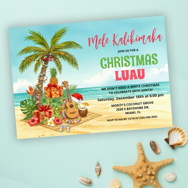 Mele Kalikimaka Hawaiian Christmas Watercolor Inbjudningar (Skapare uppladdad)