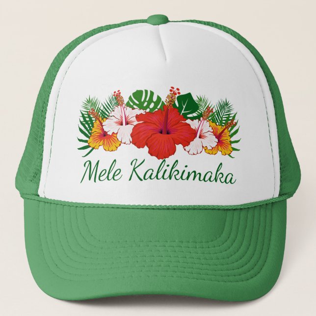 Mele Kalikimaka Hawaiian Flowers Löv Helgdag Keps (Framsida)