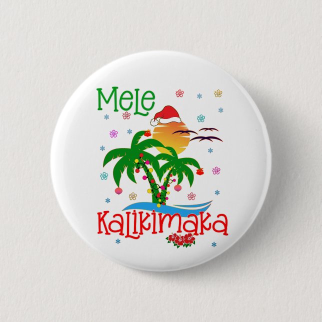 Mele Kalikimaka Hawaiian God jul Aloha  Knapp (Framsida)